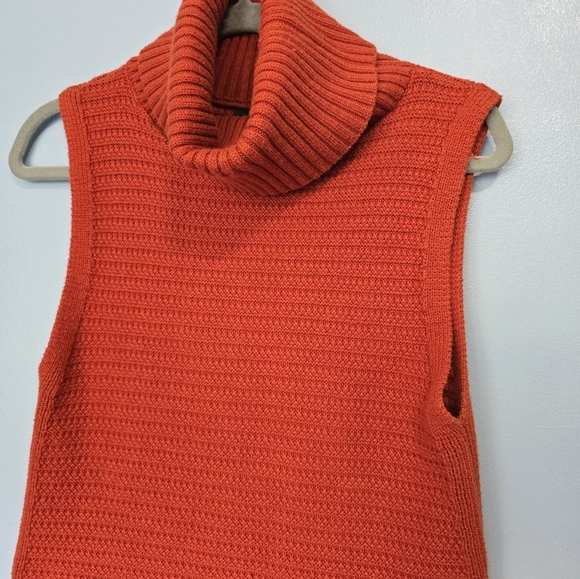 Banana Republic Textured Sleeveless Tutleneck XS Orange Red - Picture 4 of 7